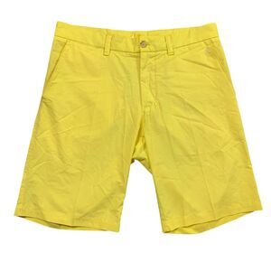 J Lindeberg Shorts Mens 31 Lemon Mid Rise Flat Front Performance Chino Pocket
